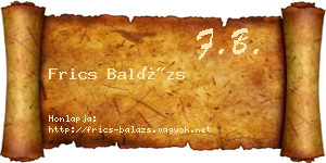 Frics Balázs névjegykártya